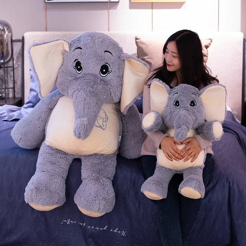 38-98cm Giant Plush Elephant Appease Doll | Stuffed Big Happy Ears Animal Toy | Soft Bed Pillow Cushion for Friends and Lovers | Perfect Gift