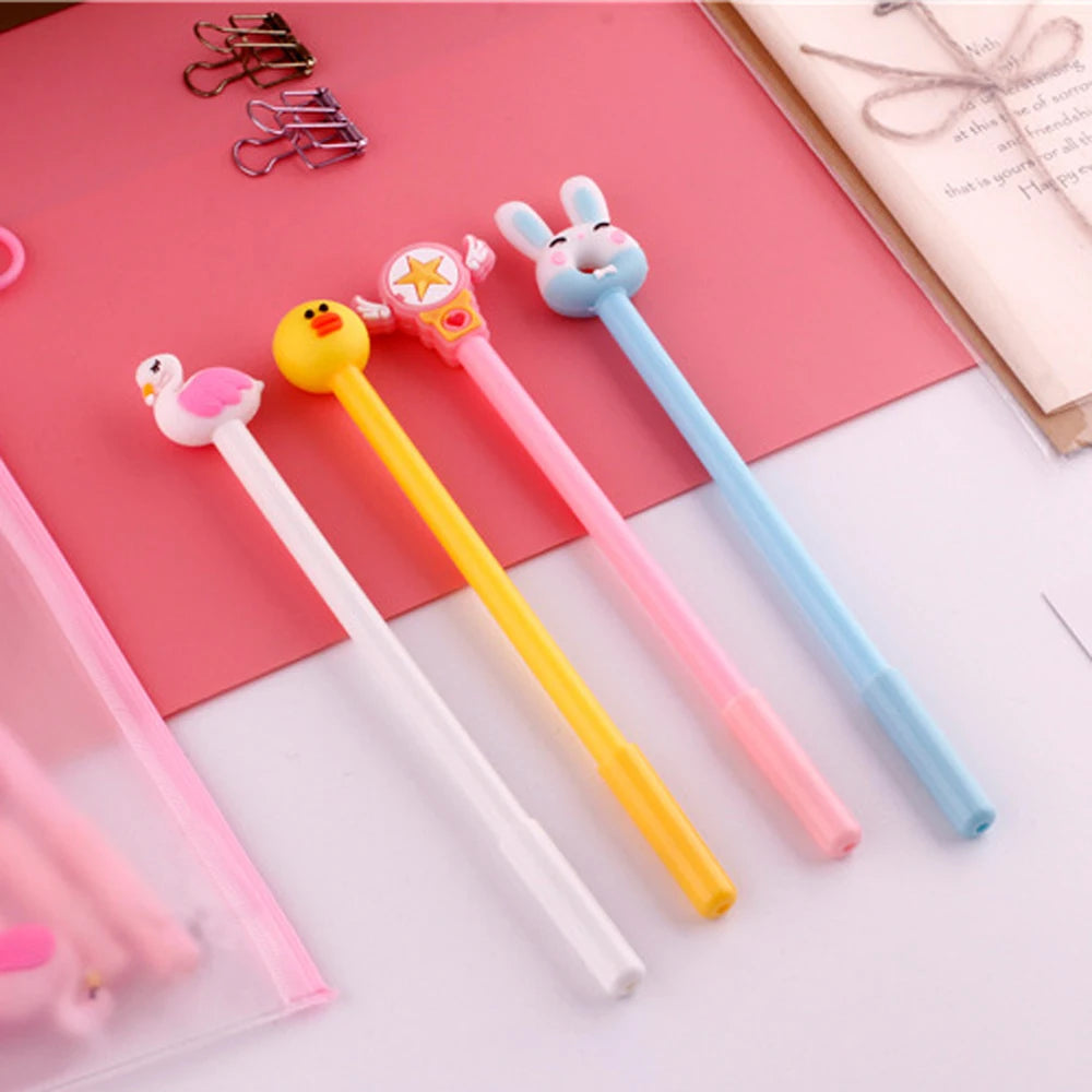 20Pcs/set Cute Gel Pen Kawaii Random Pattern Unicorn Pony 0.5mm Black Gel Ink Pen | School Stationery Office Supplies Gifts | Alo Trendy