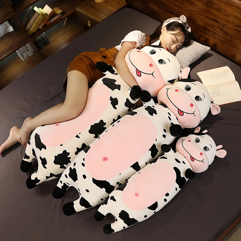 New Arrive 80-120CM Huge Long Cute Cow Plush Pillow Toys | Cartoon Soft Zodiac Cattle Doll | Sleep Cushion Birthday Gift | Alo Trendy