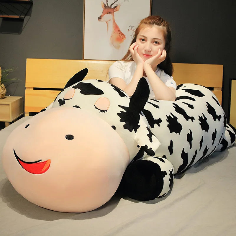 80-120cm Giant Size Lying Cow Soft Plush Sleep Pillow | Stuffed Cute Animal Cattle Plush Toys | Lovely Girls Gift | Alo Trendy