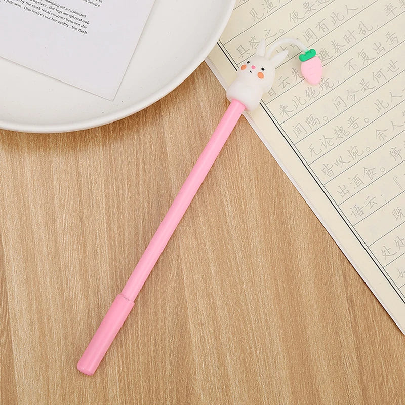 3Pcs Kawaii Cartoon Rabbit Hamster Cat Pig Gel Pen Ink Marker Pen School Office Writing Neutral Pen Stationery | Cute Animal Design Pens | Alo Trendy