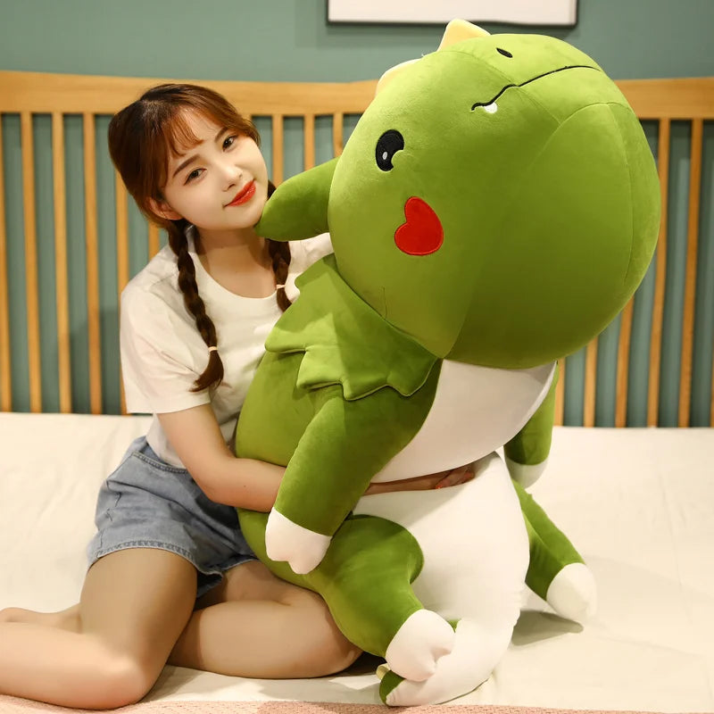 80/120cm Giant Lying Dinosaur Plush Toys Cartoon Dragon Dolls Bed Sleeping Cushion Stuffed Soft Toy for Children Kids Xmas Gift | Alo Trendy