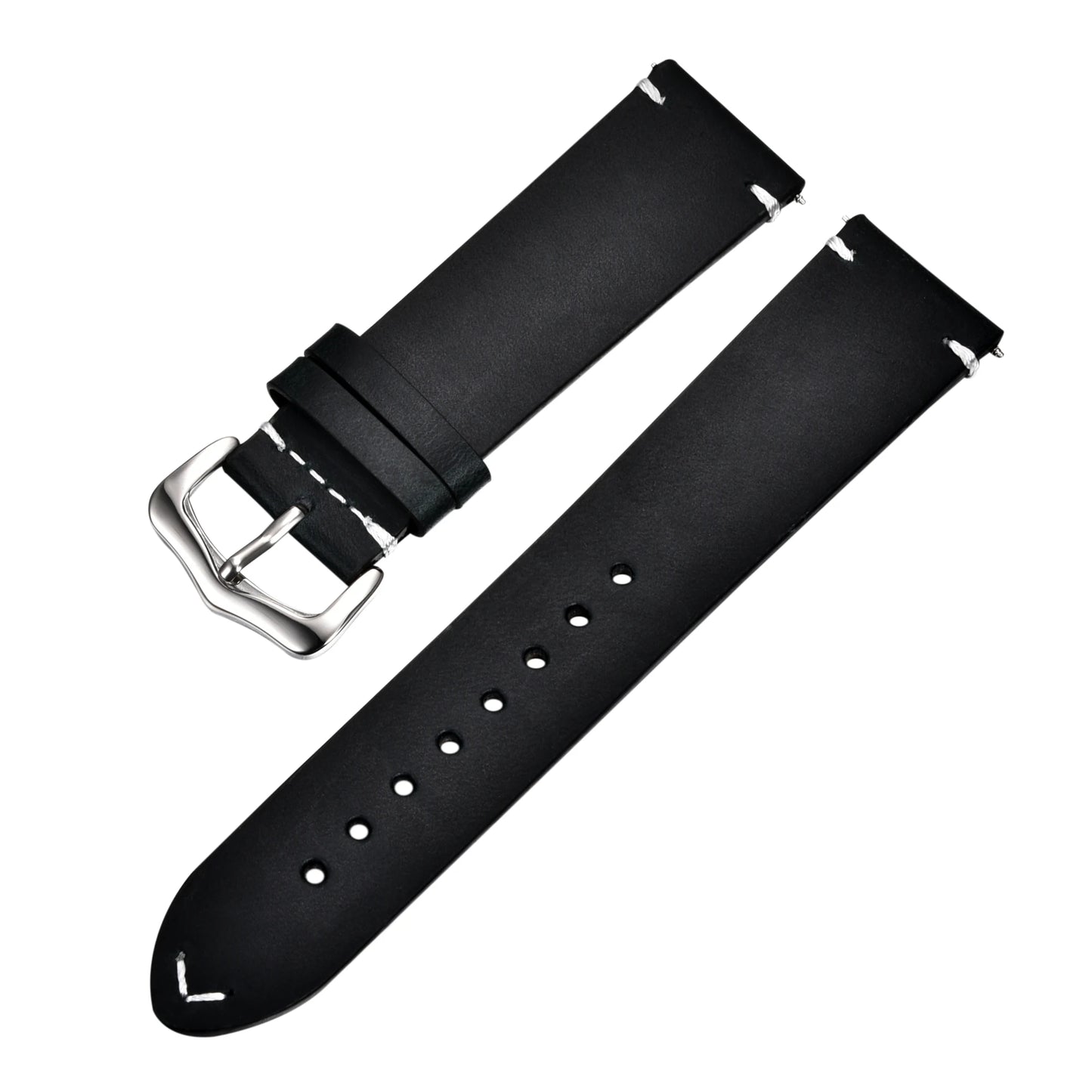 Retro Genuine Leather Strap | Oil Wax Oily Discoloration Cowhide Leather Watchband | 18mm 20mm 22mm 24mm High Quality Business Watch Band