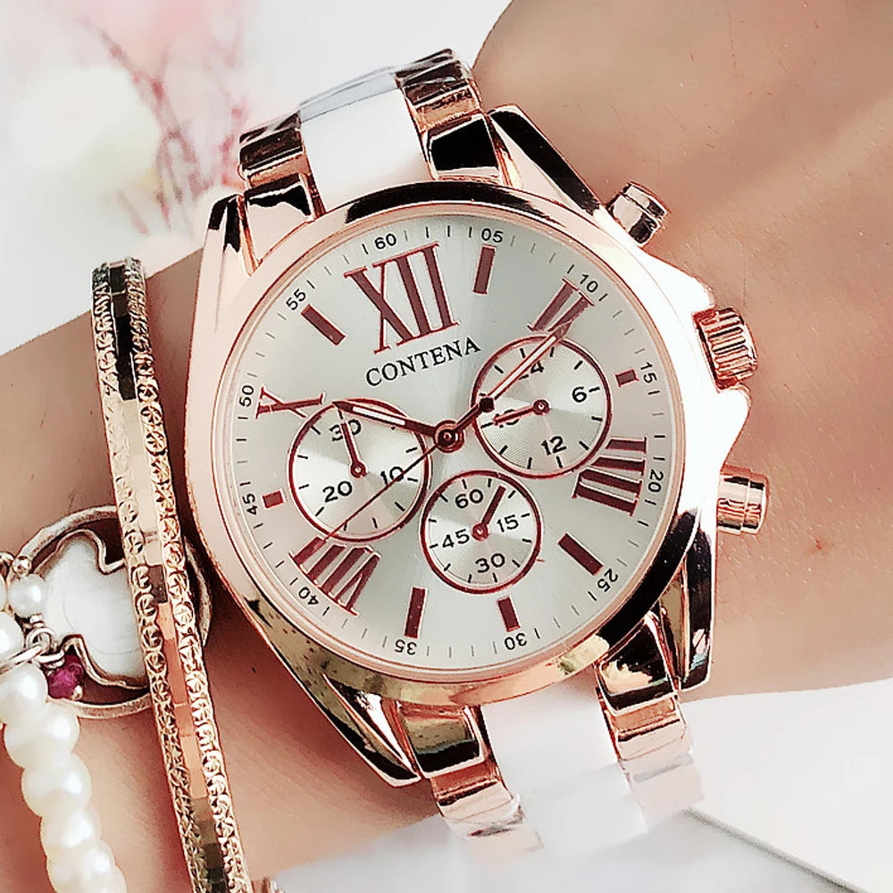 New Watch Womens Stainless Steel Ceramic Wristwatches | Ladies Quartz Watches | Top Brand Luxury Women's Dress Watches | Elegant Woman Watches