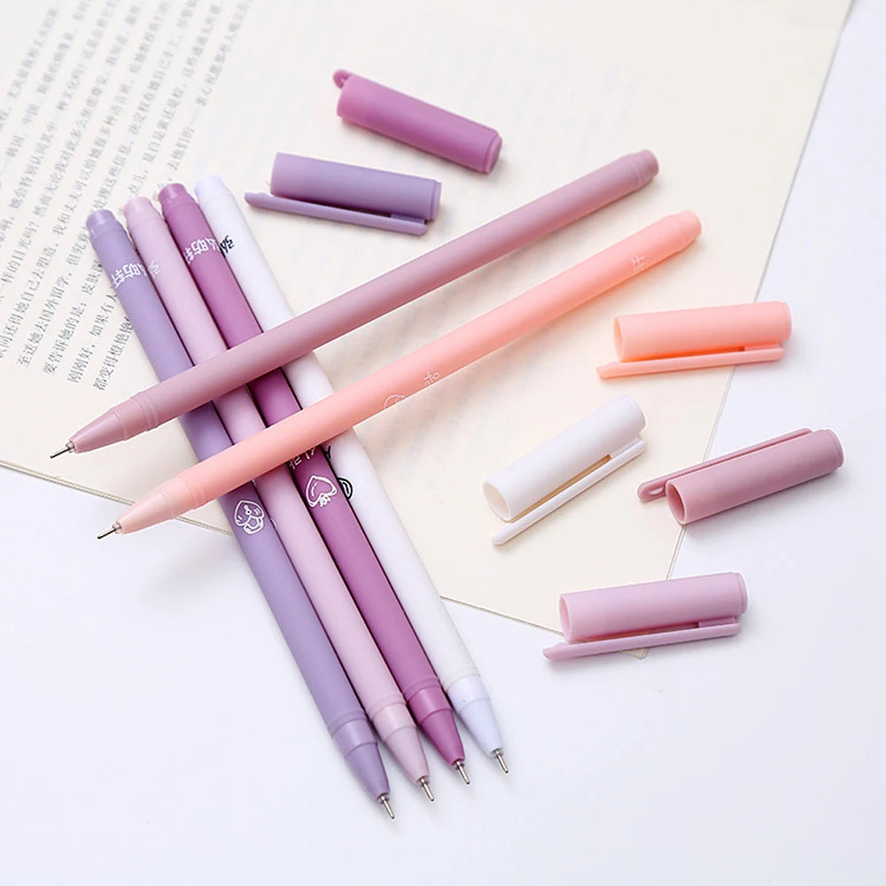 6Pcs/Set Cute Morandi Gel Pen | Kawaii 0.5mm Black BallPen | Office School Stationery Supplies | Student Writing Water Pen Neutral Pen | Alo Trendy