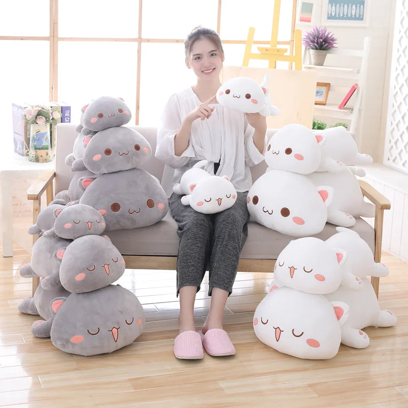 Kawaii Lying Cat Plush Toys | Stuffed Cute Cat Doll Lovely Animal Pillow Soft Cartoon Toys for Children Girls | Christmas Gift