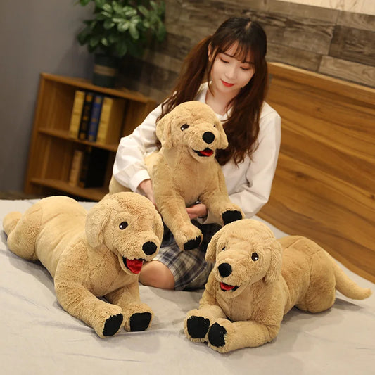 New 35/75cm Simulation Labrador Dog Plush Toy | Creative Realistic Animal Puppy Dolls | Stuffed Soft Toys for Children's Birthday Gift