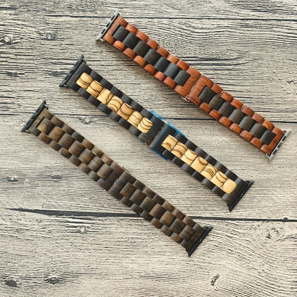 Retro Bamboo Wood Bracelet for Apple Watch Band | Fits 38mm, 42mm, 40mm, 44mm, 41mm, 45mm | Compatible with Series 4, 5, 6, 7, 8, SE | iWatch Strap Wooden Design