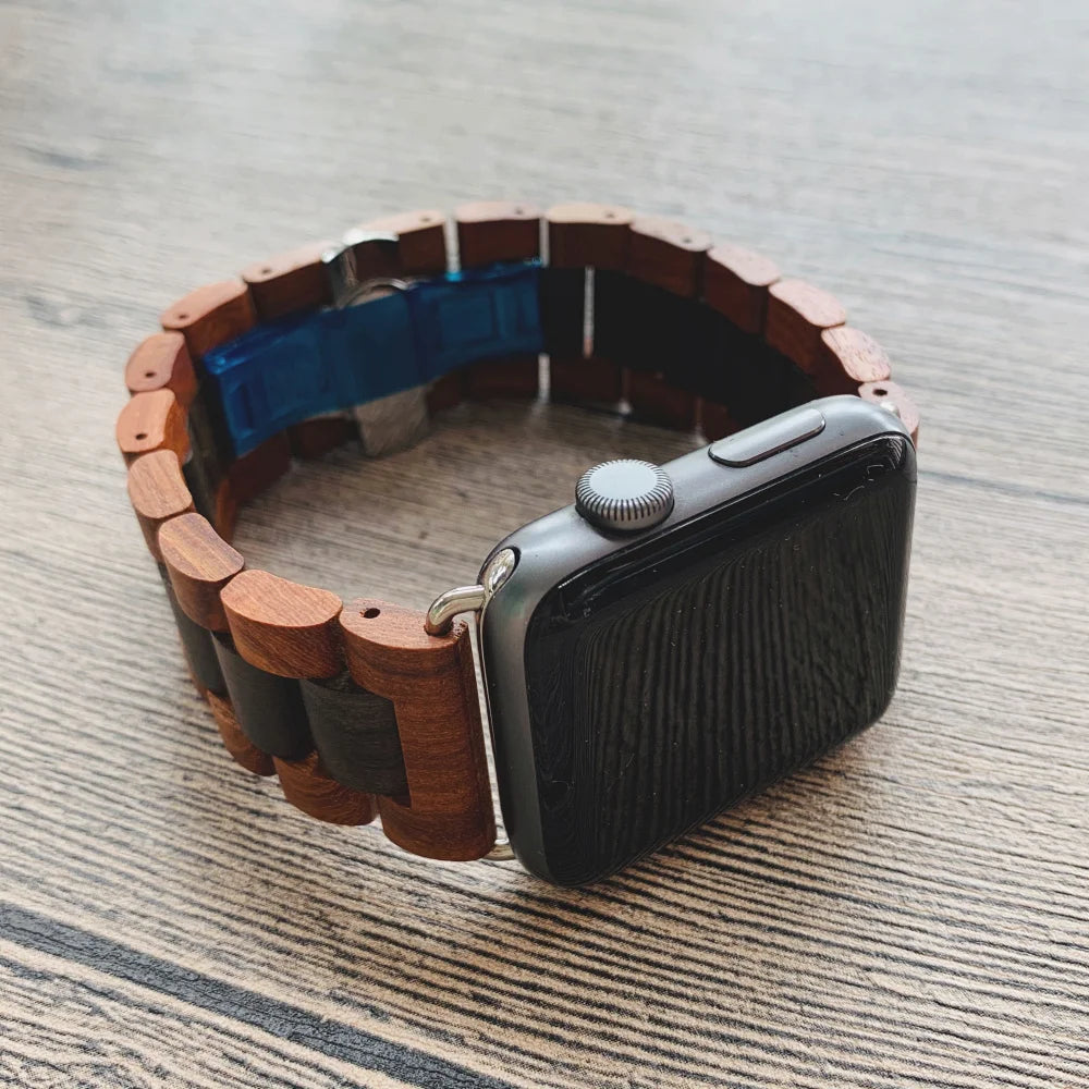 Retro Bamboo Wood Bracelet for Apple Watch Band | Fits 38mm, 42mm, 40mm, 44mm, 41mm, 45mm | Compatible with Series 4, 5, 6, 7, 8, SE | iWatch Strap Wooden Design