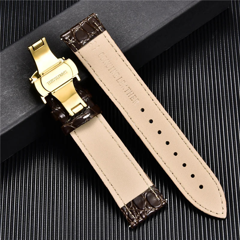 Pattern Luxury Design Leather Watchbands with Automatic Buckle | Men Watch Band 18mm 20mm 22mm 24mm | Premium Watch Straps