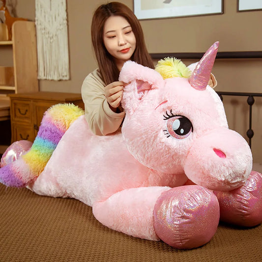 1Pcs 45/60/80/100cm Kawaii Giant Unicorn Plush Toy | Soft Stuffed Plush Doll Colorful Horse Toys For Children Girl Birthday Gifts | Alo Trendy