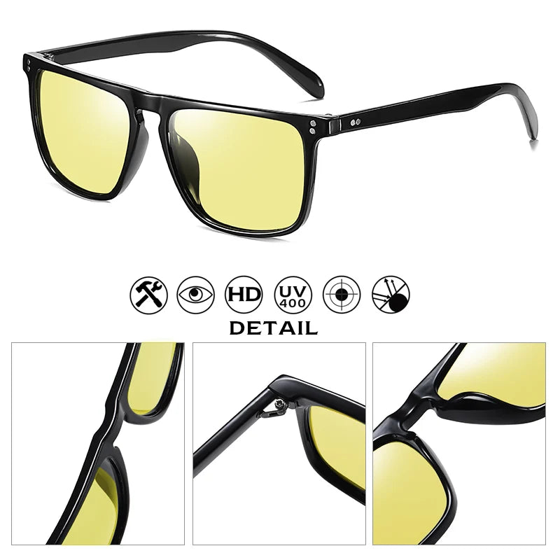 Brand Men Polarized Sunglasses Square Frame | Women Vintage Day Night Photochromic Driving Sun Glasses  | Alo Trendy