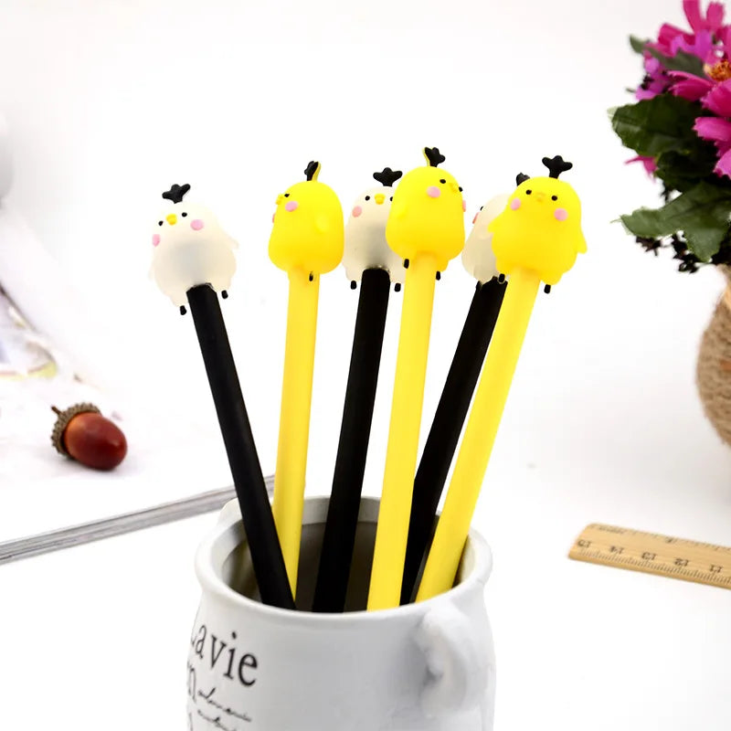 50PCS School Supplies | Creative Cartoon Chicken Neutral Pen 0.5mm Black Cute Student Signature Kawaii Gel Pens | Alo Trendy