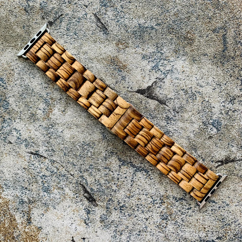 Retro Bamboo Wood Bracelet for Apple Watch Band | Fits 38mm, 42mm, 40mm, 44mm, 41mm, 45mm | Compatible with Series 4, 5, 6, 7, 8, SE | iWatch Strap Wooden Design