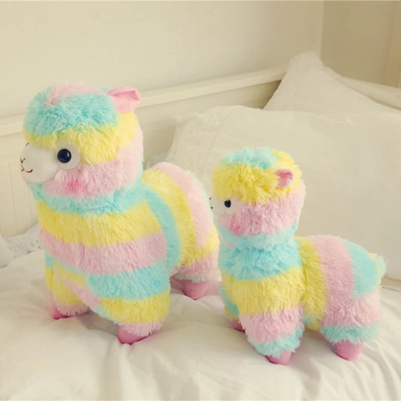 28/35/50cm Rainbow Alpaca Plush Toy | Vicugna Pacos Japanese Soft Plush Alpacasso Sheep Llama Stuffed Toy | Gifts for Kids and Girls