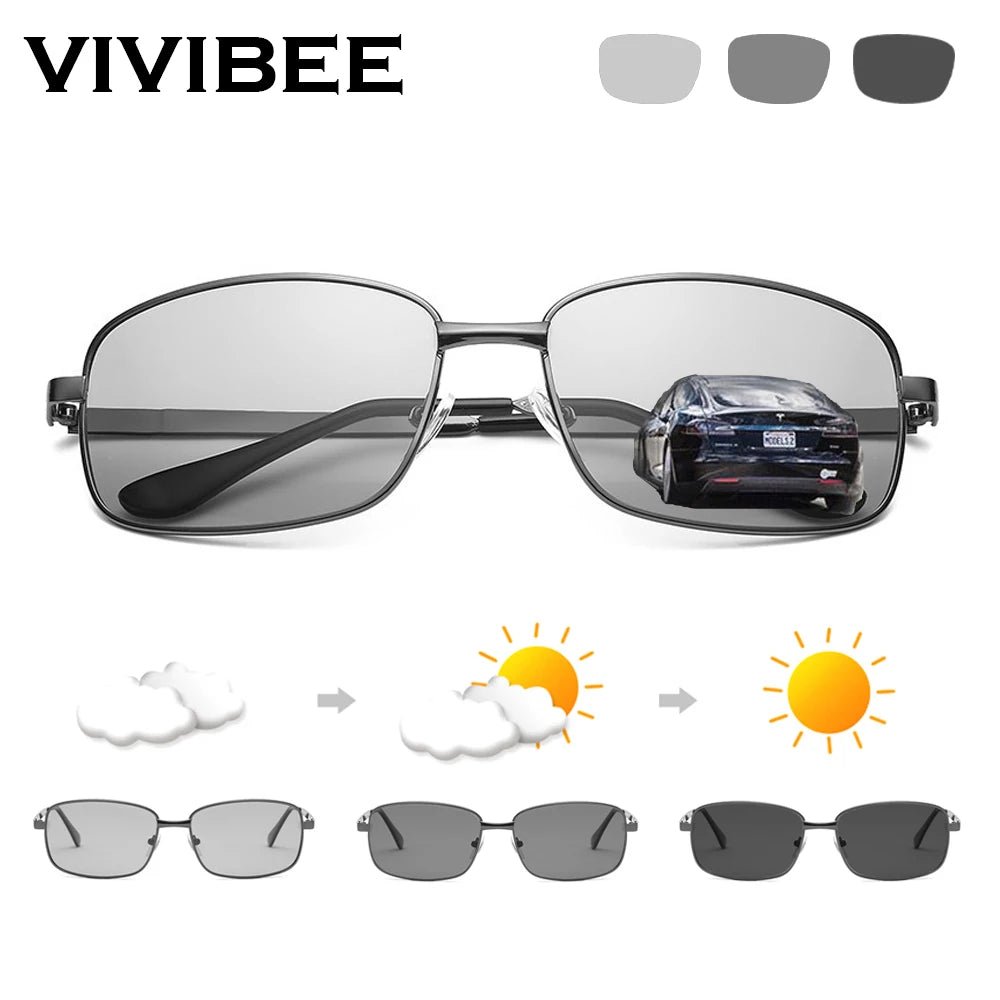 Driving Selection Rectangle Photochromic Polarized Men Sunglasses | Women Car Driving Safe Polarizing Male Sun Glasses | Alo Trendy