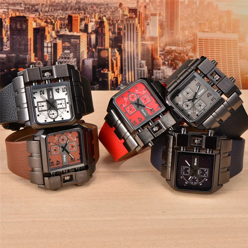 Stylish Square Dial Wide Strap Men's Quartz Watch | Luxury Brand Male Clock Super Big Men Watches | Montre Homme