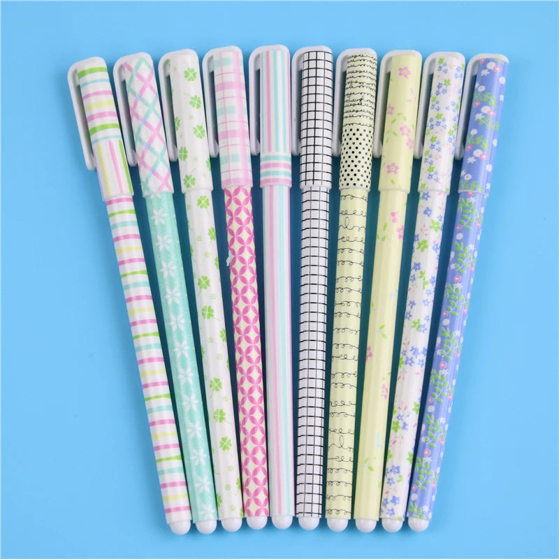 10 Pcs/Set Color Gel Pen Kawaii Stationery Korean Flower Canetas Escolar Papelaria Zakka Office Material School Supplies | Cute Pens for Writing and Drawing - Zakka Cute