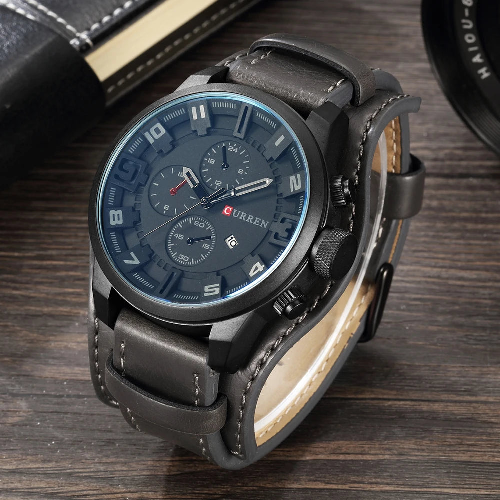 Top Brand Luxury Army Military Steampunk Sports Male Quartz-Watch Men Hodinky Relojes Hombre | Stylish Chronograph Wristwatch with Leather Strap | Available in Multiple Colors