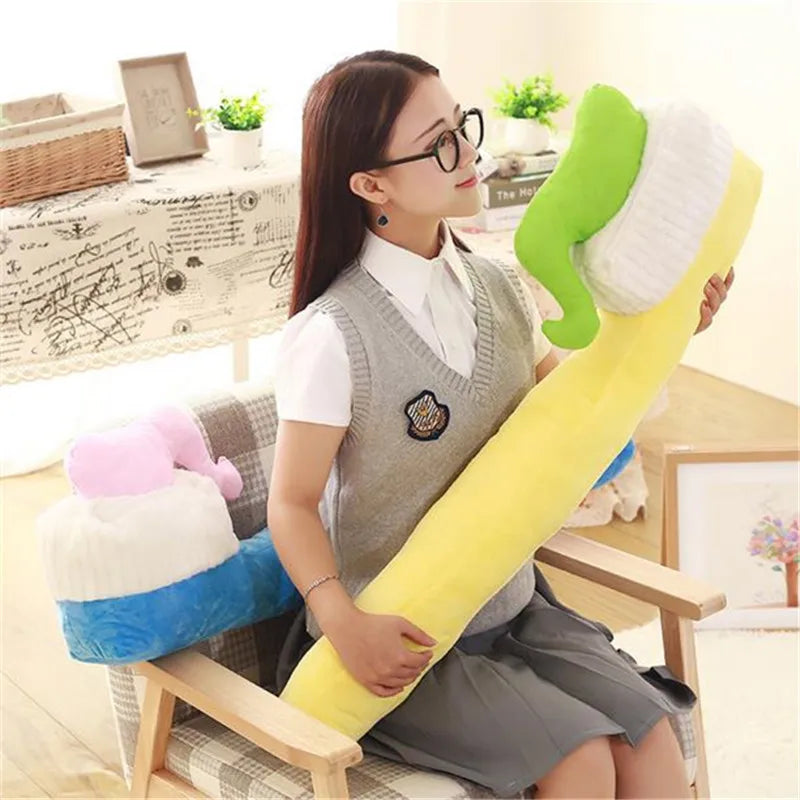 90CM One Piece Creative Toothbrush Pillow | PP Cotton Stuffed Sleeping Pillows | Plush Toy Sofa Decoration Office Cushions | 4 Colors