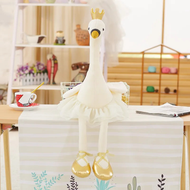 1PC 35CM Swan Plush Toy | Cute Flamingo Doll | Soft Stuffed Animal Ballet Swan with Crown | Baby Kids Appease Toy Gift for Girls