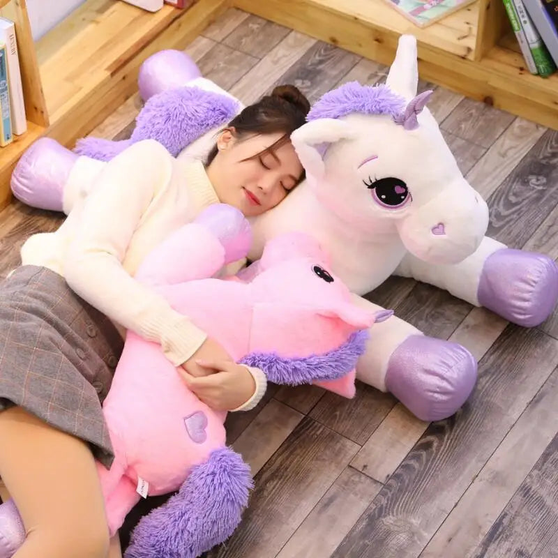 Large Size Cute Unicorn Plush Toys | Pink White Horse Soft Doll | Stuffed Animal Big Size Toys for Children Birthday Gift