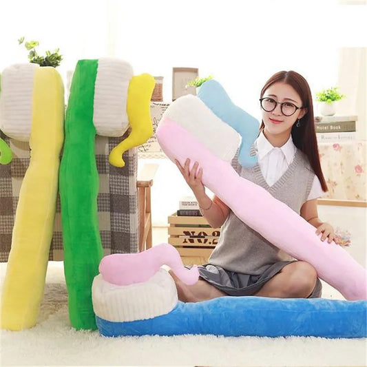 90CM One Piece Creative Toothbrush Pillow | PP Cotton Stuffed Sleeping Pillows | Plush Toy Sofa Decoration Office Cushions | 4 Colors