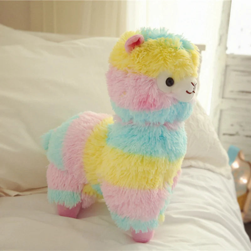 28/35/50cm Rainbow Alpaca Plush Toy | Vicugna Pacos Japanese Soft Plush Alpacasso Sheep Llama Stuffed Toy | Gifts for Kids and Girls