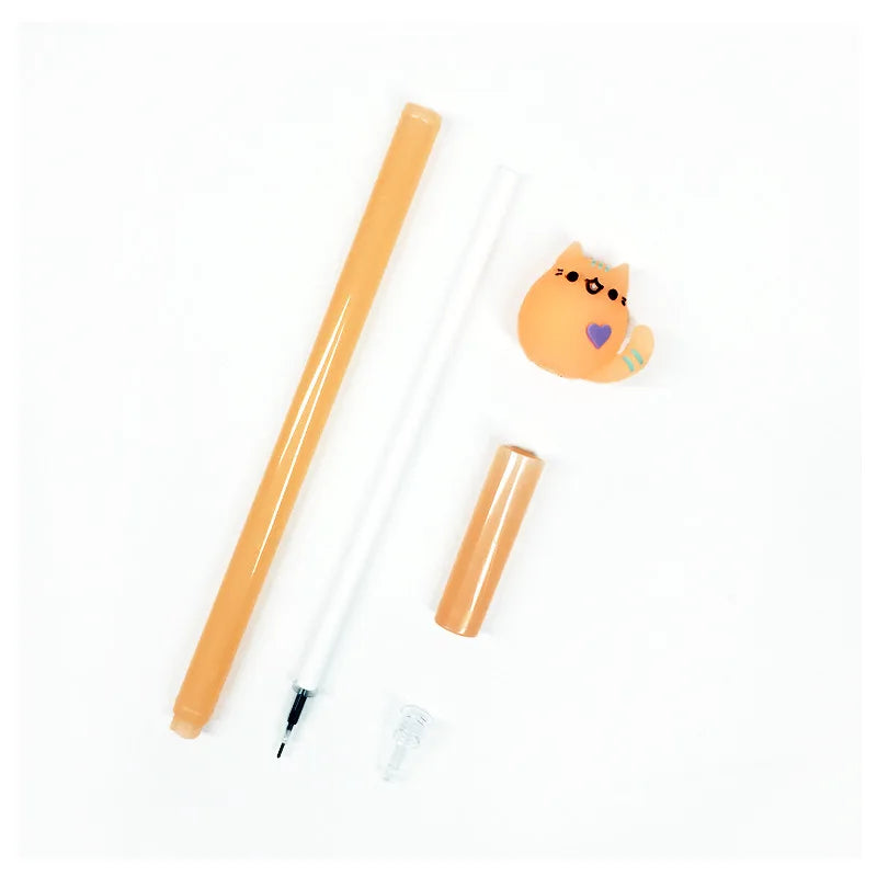 24 PCS Korean Creative Cute Student Black Carbon Pen | Candy Color Caring Cat Office Supplies | Neutral Pen Kawaii School Supplies | Alo Trendy