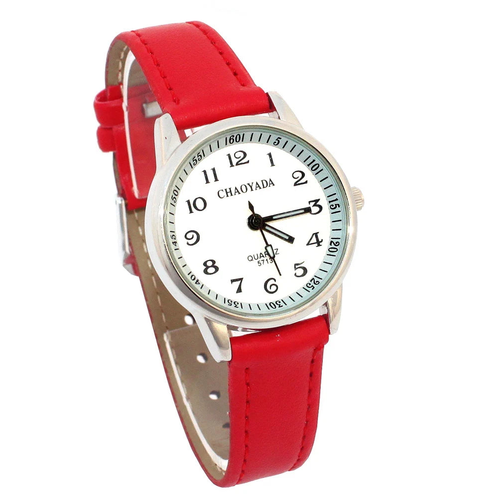 Child Watches Girl Leather Strap | Learn Time Kids Watch | Students Quartz Wristwatch | Casual Fashion Children's Gifts