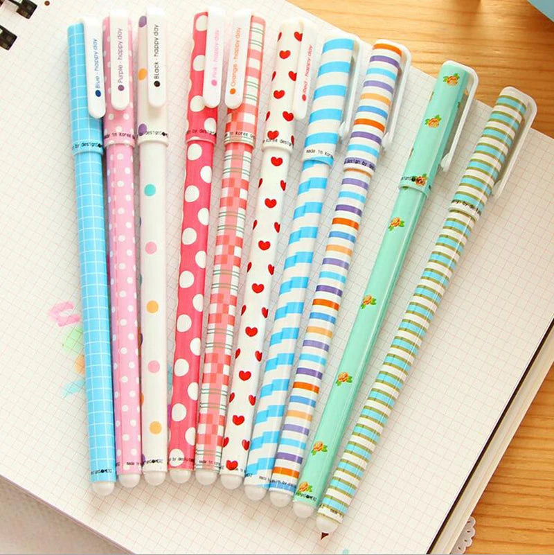 10 Pcs/Set Color Gel Pen Kawaii Stationery Korean Flower Canetas Escolar Papelaria Zakka Office Material School Supplies | Cute Pens for Writing and Drawing - Zakka Cute