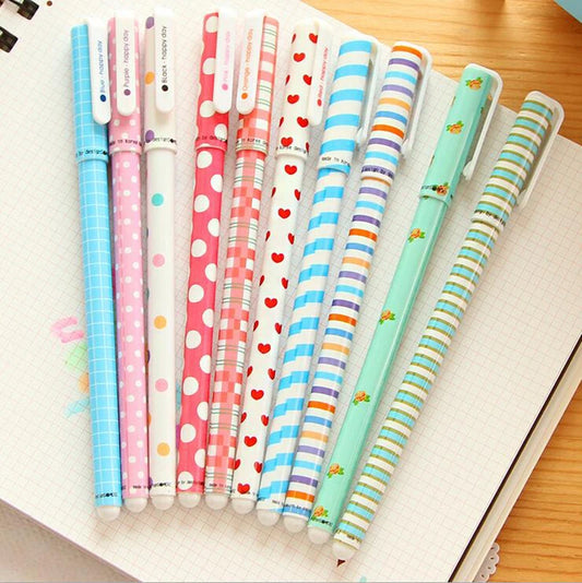 10 Pcs/Set Color Gel Pen Kawaii Stationery Korean Flower Canetas Escolar Papelaria Zakka Office Material School Supplies | Cute Pens for Writing and Drawing - Zakka Cute