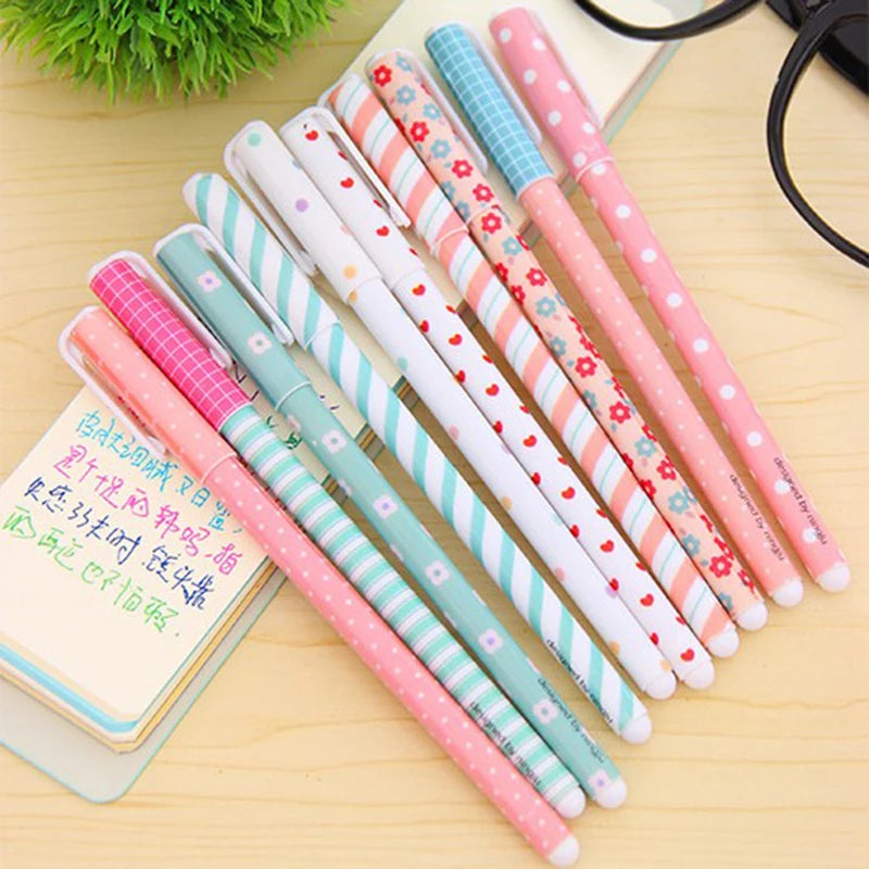 10 Pcs/Set Color Gel Pen Kawaii Stationery Korean Flower Canetas Escolar Papelaria Zakka Office Material School Supplies | Cute Pens for Writing and Drawing - Zakka Cute