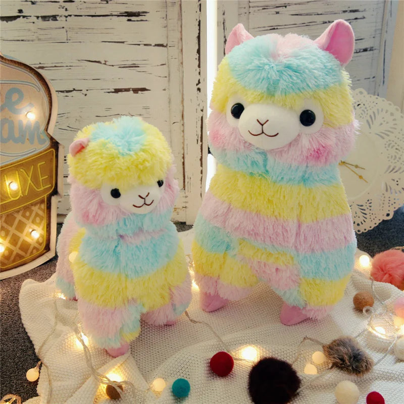 28/35/50cm Rainbow Alpaca Plush Toy | Vicugna Pacos Japanese Soft Plush Alpacasso Sheep Llama Stuffed Toy | Gifts for Kids and Girls