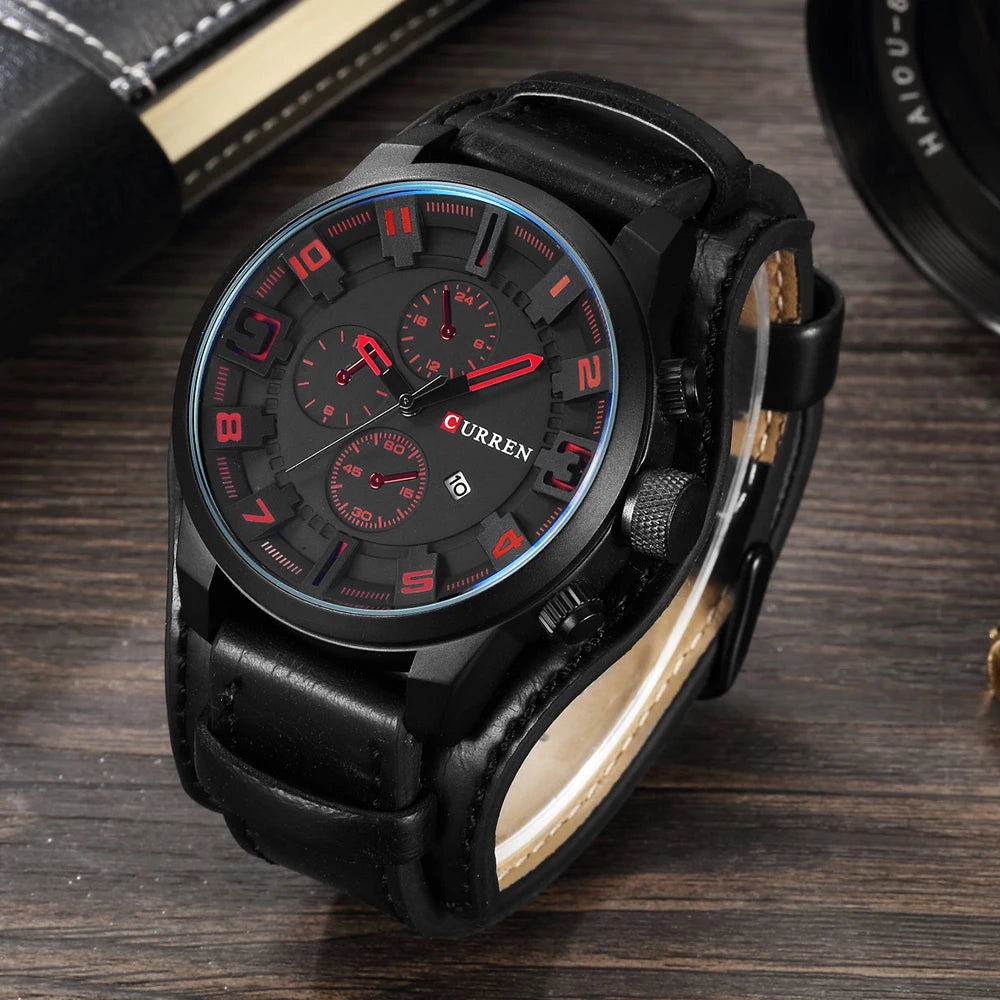 Top Brand Luxury Army Military Steampunk Sports Male Quartz-Watch Men Hodinky Relojes Hombre | Stylish Chronograph Wristwatch with Leather Strap | Available in Multiple Colors