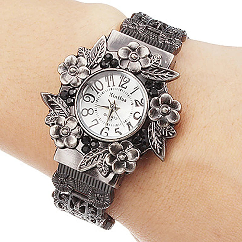 Pulsera Hombre Stainless Steel Dial Quartz Wristwatches for Women | Fashion Bracelet Watches | Flower Bangle Watch