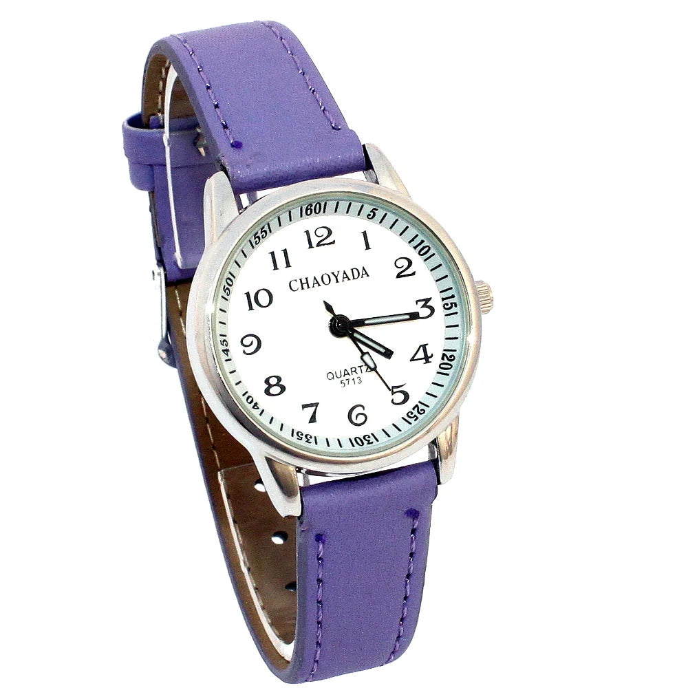 Child Watches Girl Leather Strap | Learn Time Kids Watch | Students Quartz Wristwatch | Casual Fashion Children's Gifts