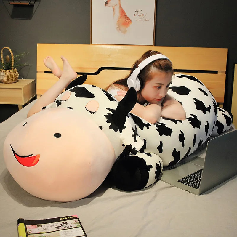 80-120cm Giant Size Lying Cow Soft Plush Sleep Pillow | Stuffed Cute Animal Cattle Plush Toys | Lovely Girls Gift | Alo Trendy