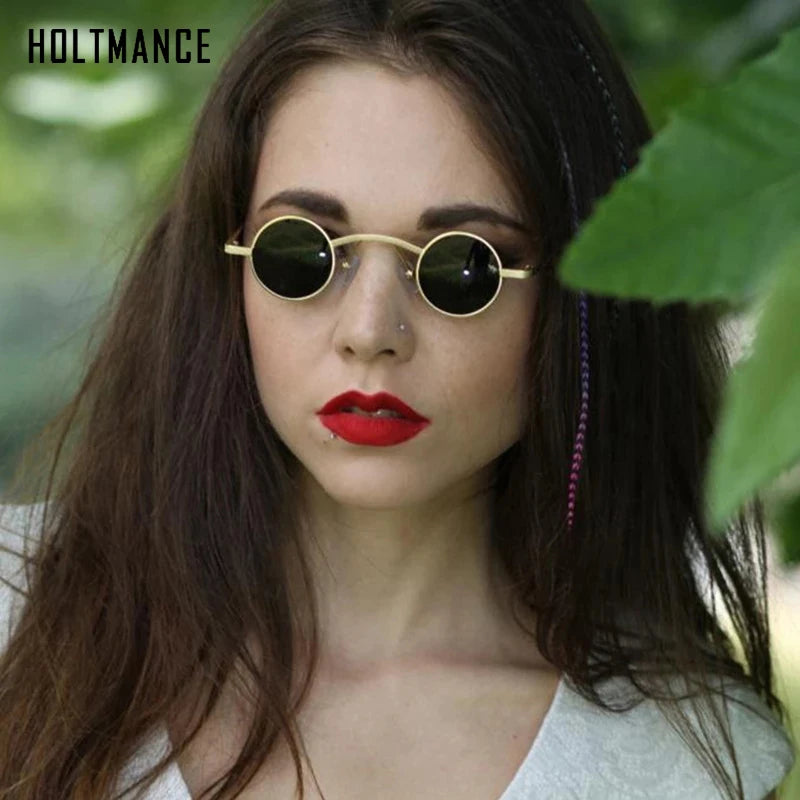 Gothic Small Round Sunglasses Women Men | Vampire Style Brand Design Sun Glasses | Unisex Vintage Retro Eyeglasses Shade | Alo Trendy