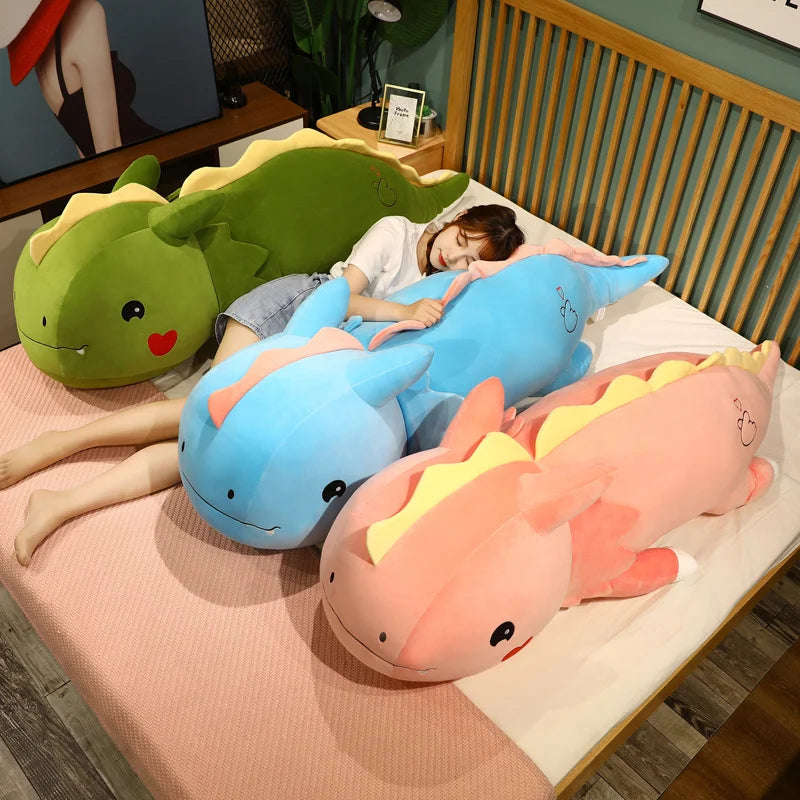 80/120cm Giant Lying Dinosaur Plush Toys Cartoon Dragon Dolls Bed Sleeping Cushion Stuffed Soft Toy for Children Kids Xmas Gift | Alo Trendy