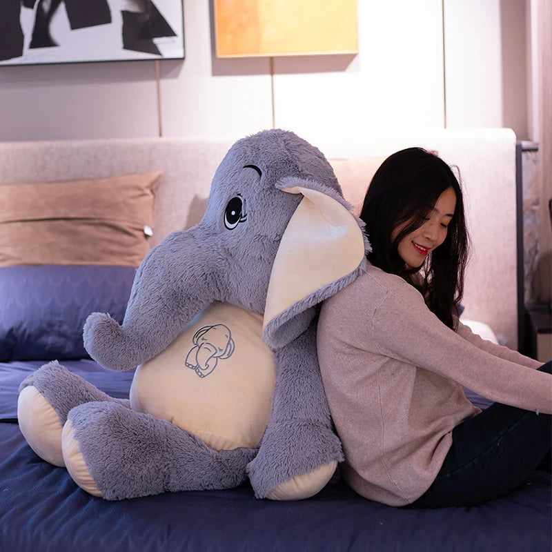 38-98cm Giant Plush Elephant Appease Doll | Stuffed Big Happy Ears Animal Toy | Soft Bed Pillow Cushion for Friends and Lovers | Perfect Gift