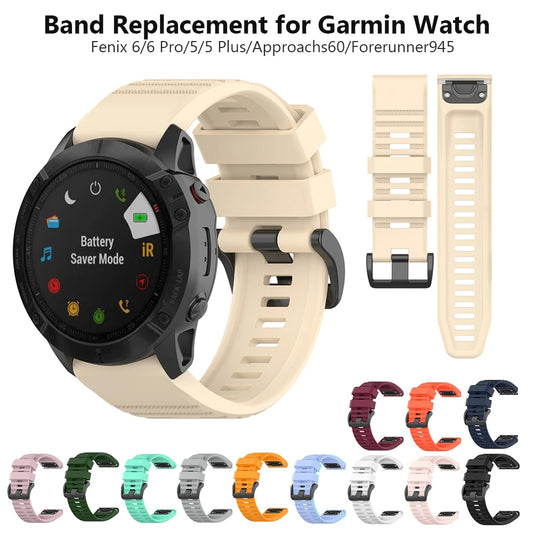 Replacement Bands for Garmin Fenix 6 Pro GPS | Fenix 6 Sapphire Watch Strap Band | Quick Fit 22mm Fenix 5 Plus Approach s60 Beige