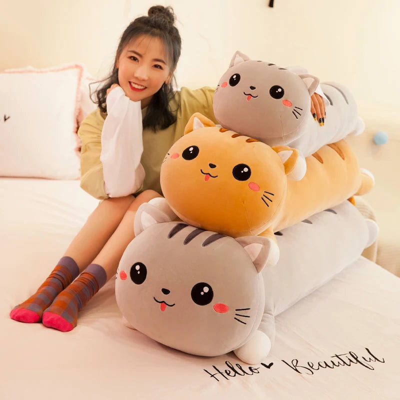 1pc Long Cat Pillow Plush Toy | Soft Stuffed Plush Animal Dolls | Cushion for Kids, Girls, Home Decor Gifts (50-130cm)