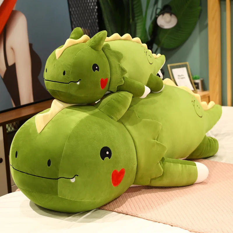 80/120cm Giant Lying Dinosaur Plush Toys Cartoon Dragon Dolls Bed Sleeping Cushion Stuffed Soft Toy for Children Kids Xmas Gift | Alo Trendy