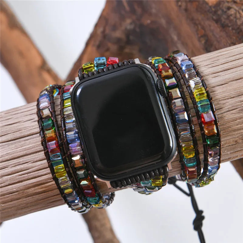 Bracelet for Apple Watch Straps | Crystals Leather Bracelet Jewelry | Elegant and Fashionable Watch Accessories