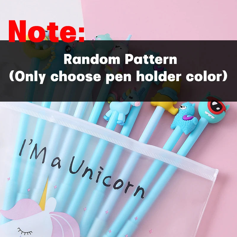 10Pcs / Set Cute Gel Pen Kawaii Random Pattern Unicorn Pony 0.5m Black Gel Ink Pen School Stationery Office Suppliers Gifts | Alo Trendy