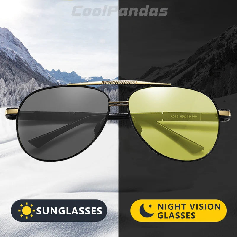 Brand Men Aviation Sunglasses | Photochromic Day Night Vision Driving Polarized Glasses | Women Eyewear Gafas Sol Mujer | Alo Trendy