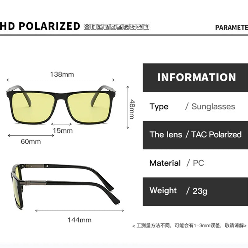 2024 New Square Sunglasses | Polarized Driving Photochromic Day Night Vision Goggle Glasses | Women UV400 Men Sunglasses | Alo Trendy