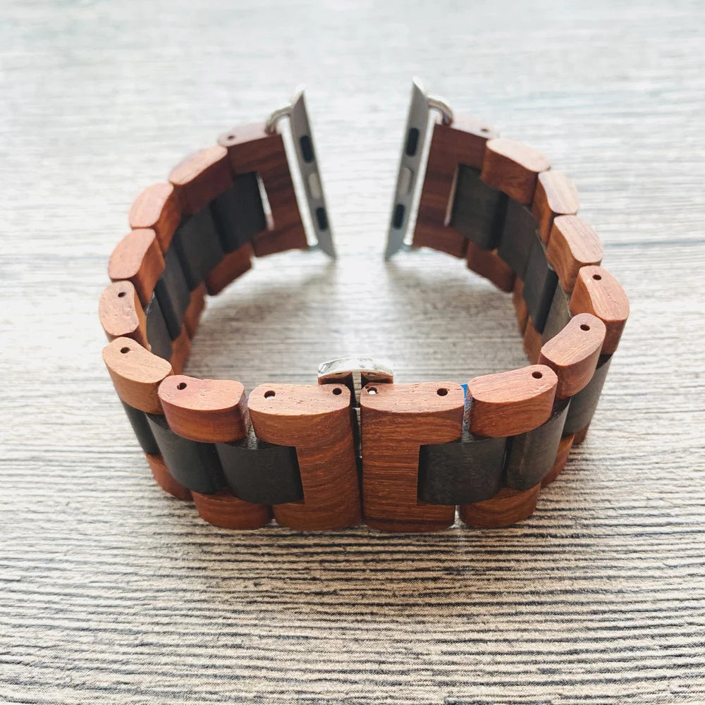 Retro Bamboo Wood Bracelet for Apple Watch Band | Fits 38mm, 42mm, 40mm, 44mm, 41mm, 45mm | Compatible with Series 4, 5, 6, 7, 8, SE | iWatch Strap Wooden Design