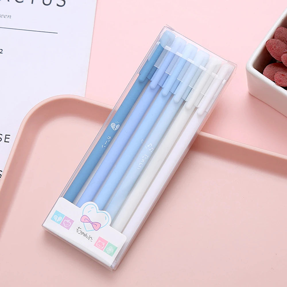 6Pcs/Set Cute Morandi Gel Pen | Kawaii 0.5mm Black BallPen | Office School Stationery Supplies | Student Writing Water Pen Neutral Pen | Alo Trendy